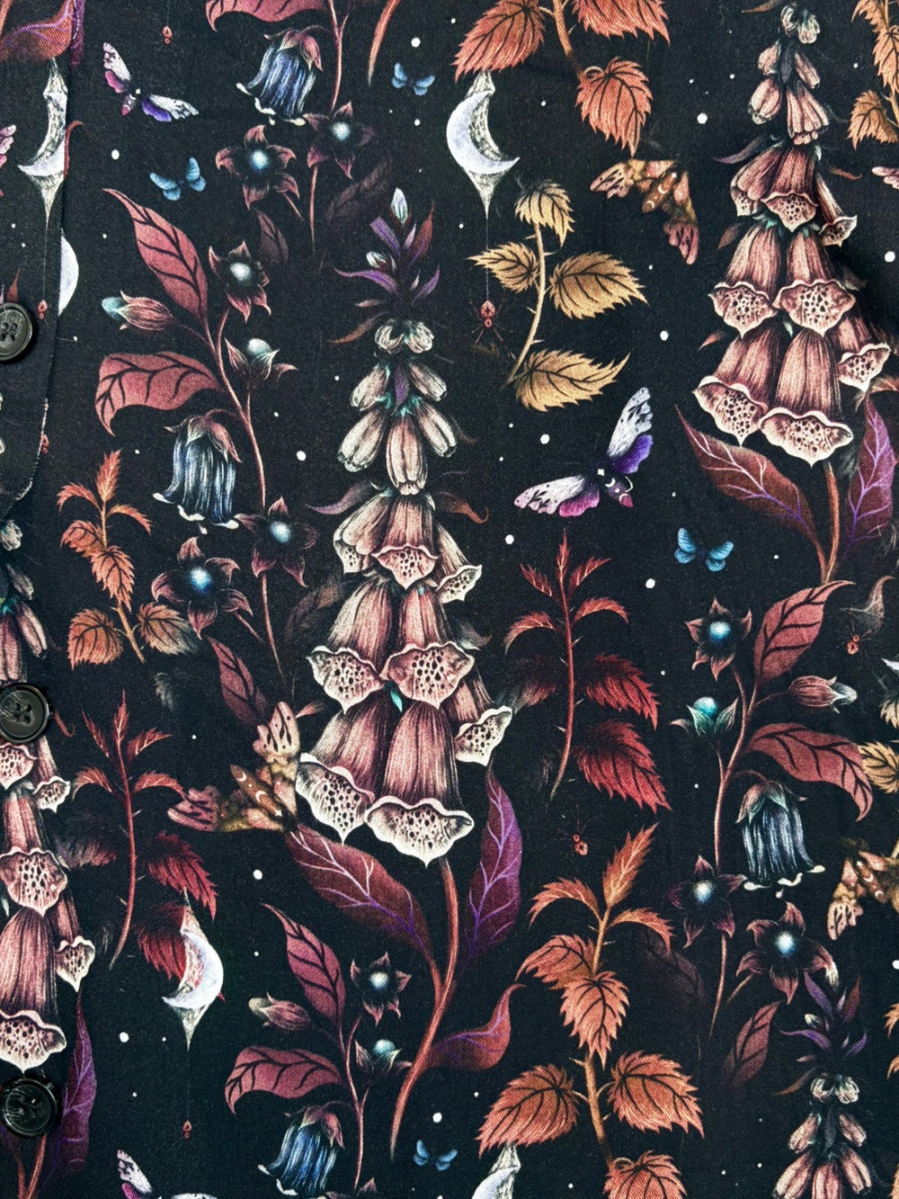 Disturbia Foxglove Midi Shirt Dress Size 8 Dark Floral Woodland Whimsical Print - Picture 13 of 14